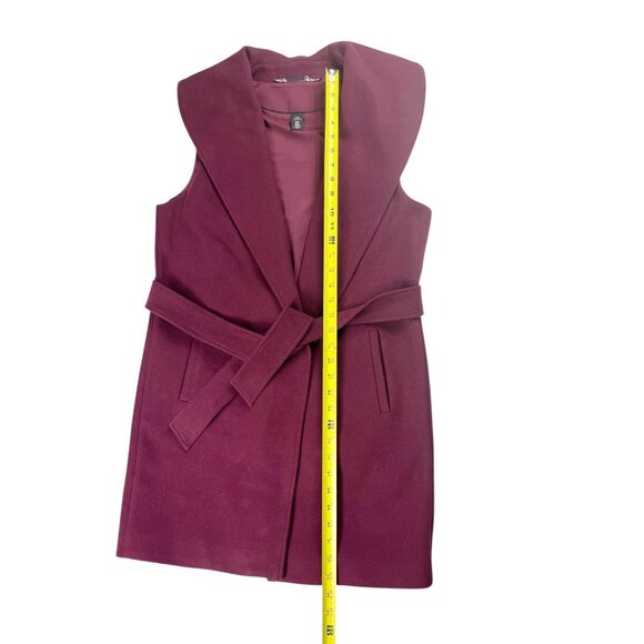 White House Black Market Sleeveless Wrap Coat Vest Shawl Collar Belted Size S/M - Picture 10 of 16